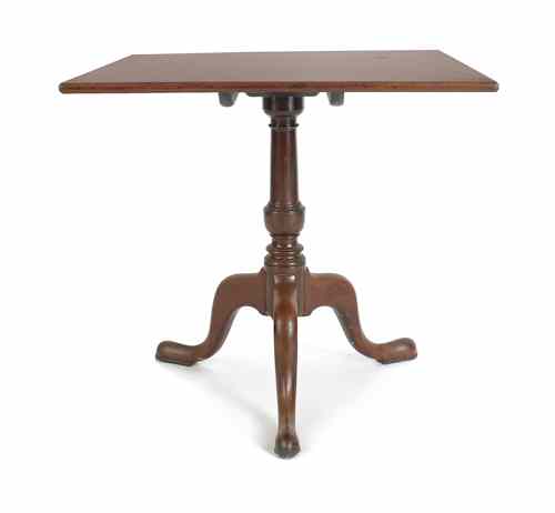 Appraisal: George III mahogany tea table ca with a square tilt