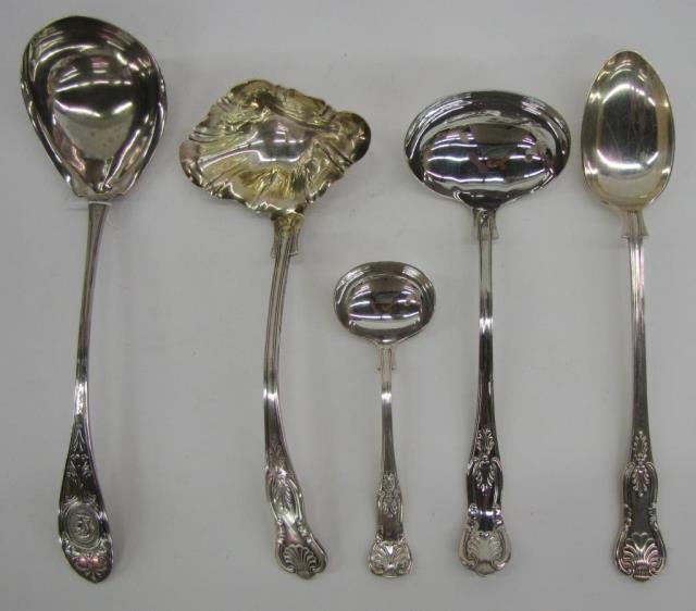 Appraisal: Group of plated and coin silver ladles including five items