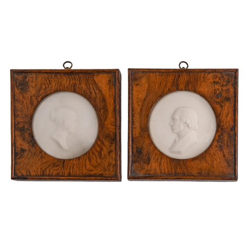 Appraisal: A pair of wax portrait medallions of a nobleman and