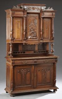 Appraisal: Henri II Style Carved Oak Buffet a Deux Corps t