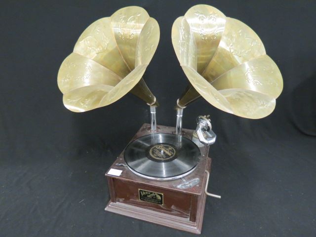 Appraisal: Victor Phonograph with Double Horns morning glory style reproduction of