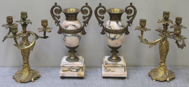 Appraisal: Accessories Lot Includes a pair of dore candelabra and a