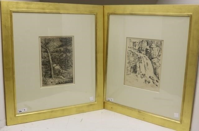 Appraisal: CHARLES LEICH - TWO SIMILAR ETCHINGS ONE DEPICTS A WOODLAND