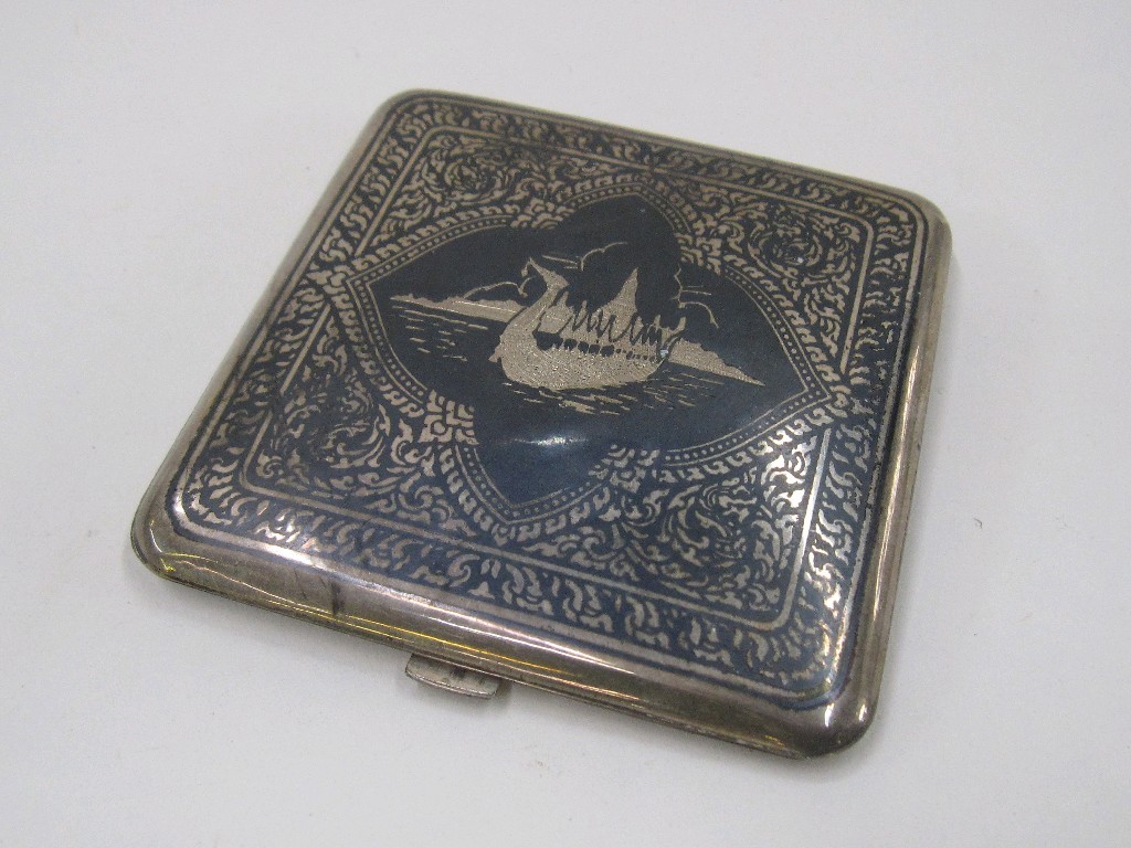 Appraisal: Sterling silver and niello cigarette case