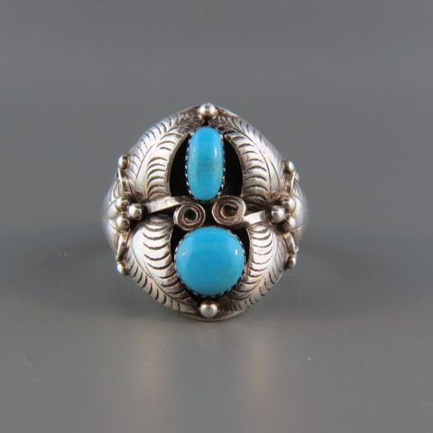 Appraisal: Navajo Indian Turquoise Ring two rich blue stones in sterling