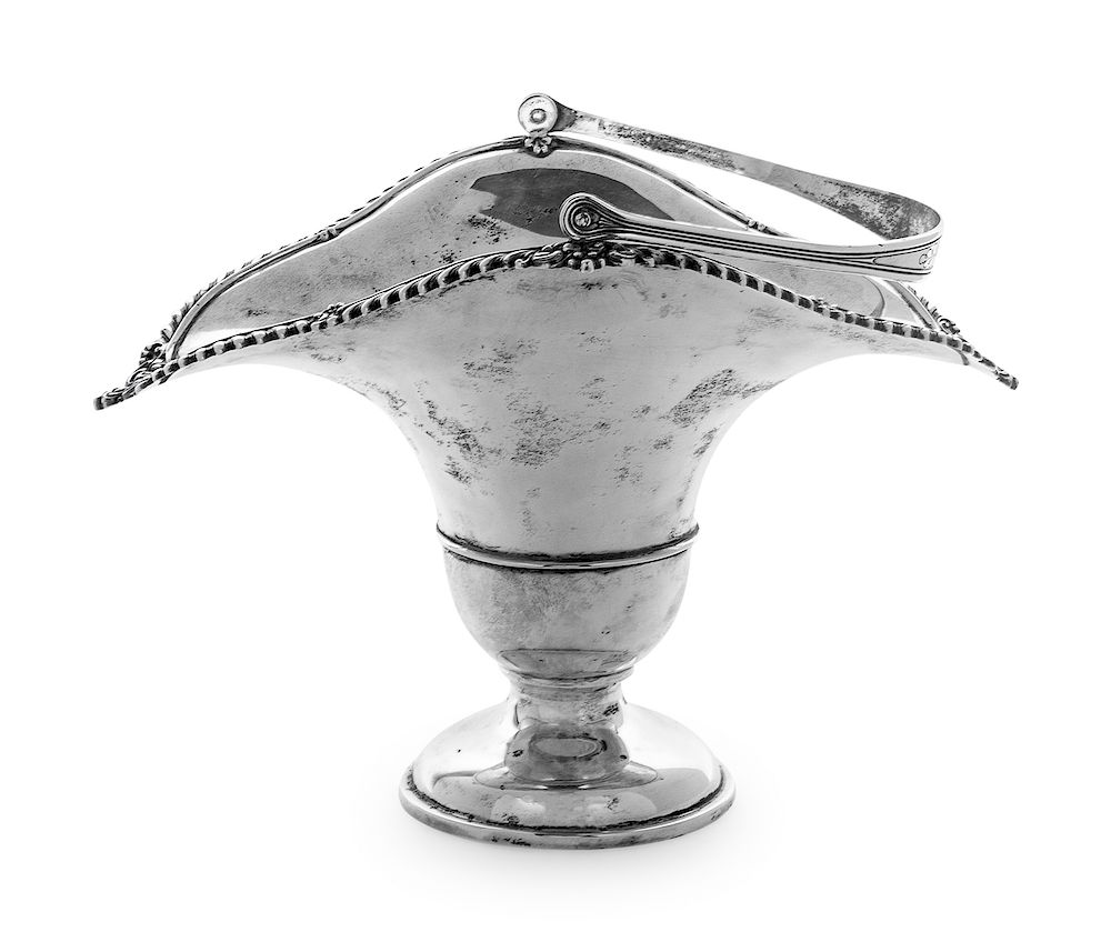 Appraisal: An American Silver Flower Basket Unknown Maker with hinged handle