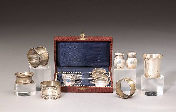 Appraisal: A group of silver items Comprising collection pr and single