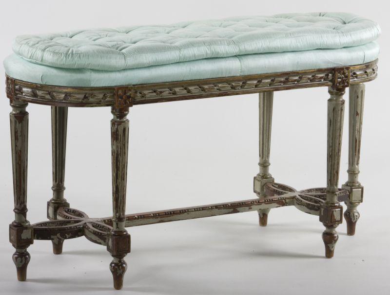 Appraisal: French Louis XVI Style Vanity Bench circa having a carved