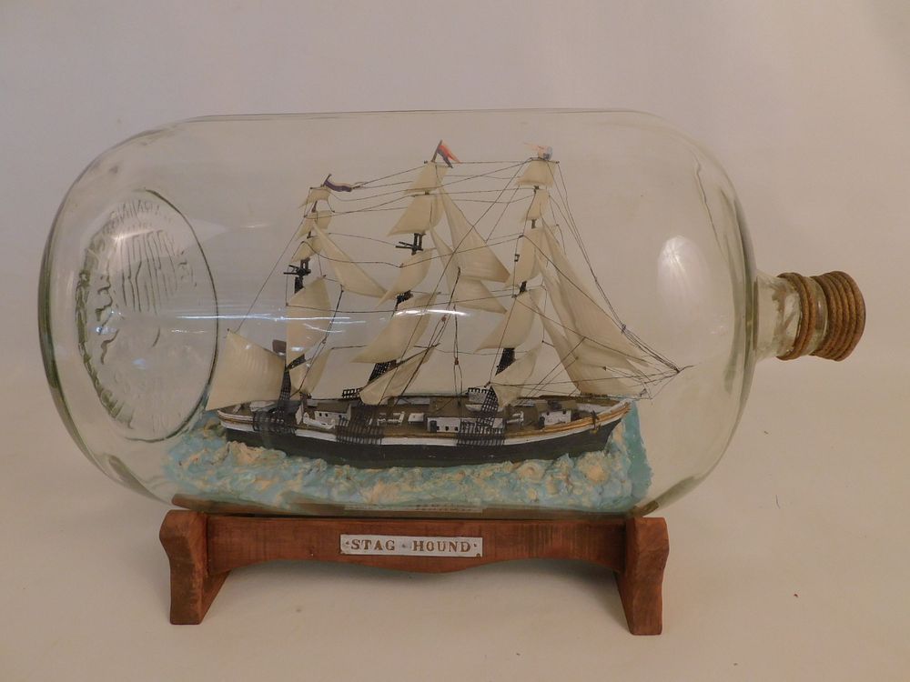 Appraisal: LARGE SHIP IN A BOTTLE MODEL Old ship in a