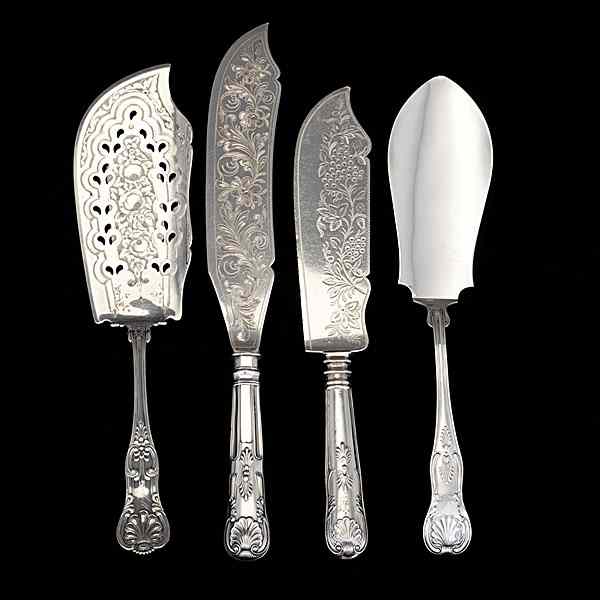 Appraisal: King's Pattern Sterling Serving Utensils American an assembled group of