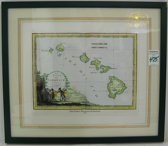 Appraisal: HAND COLORED ETCHING The Early Mapping of Hawaii this an