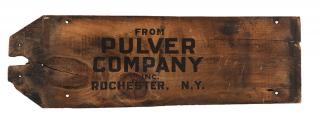 Appraisal: Pulver Company Wood Panel from Shipping Crate Rochester N Y