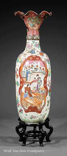 Appraisal: A Monumental Japanese Imari Porcelain Trumpet Vase Meiji Period c