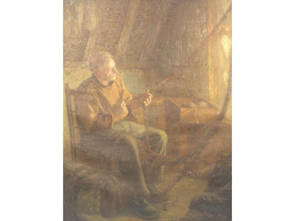 Appraisal: A large oil on canvas Newlyn School The Net Maker