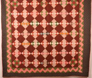 Appraisal: Antique Diamond Block Pattern Patchwork Quilt Antique Diamond Block Pattern