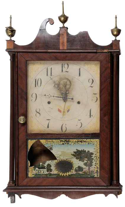 Appraisal: Federal Outside-Escapement Pillar-and- Scroll Clock inside with label Made and