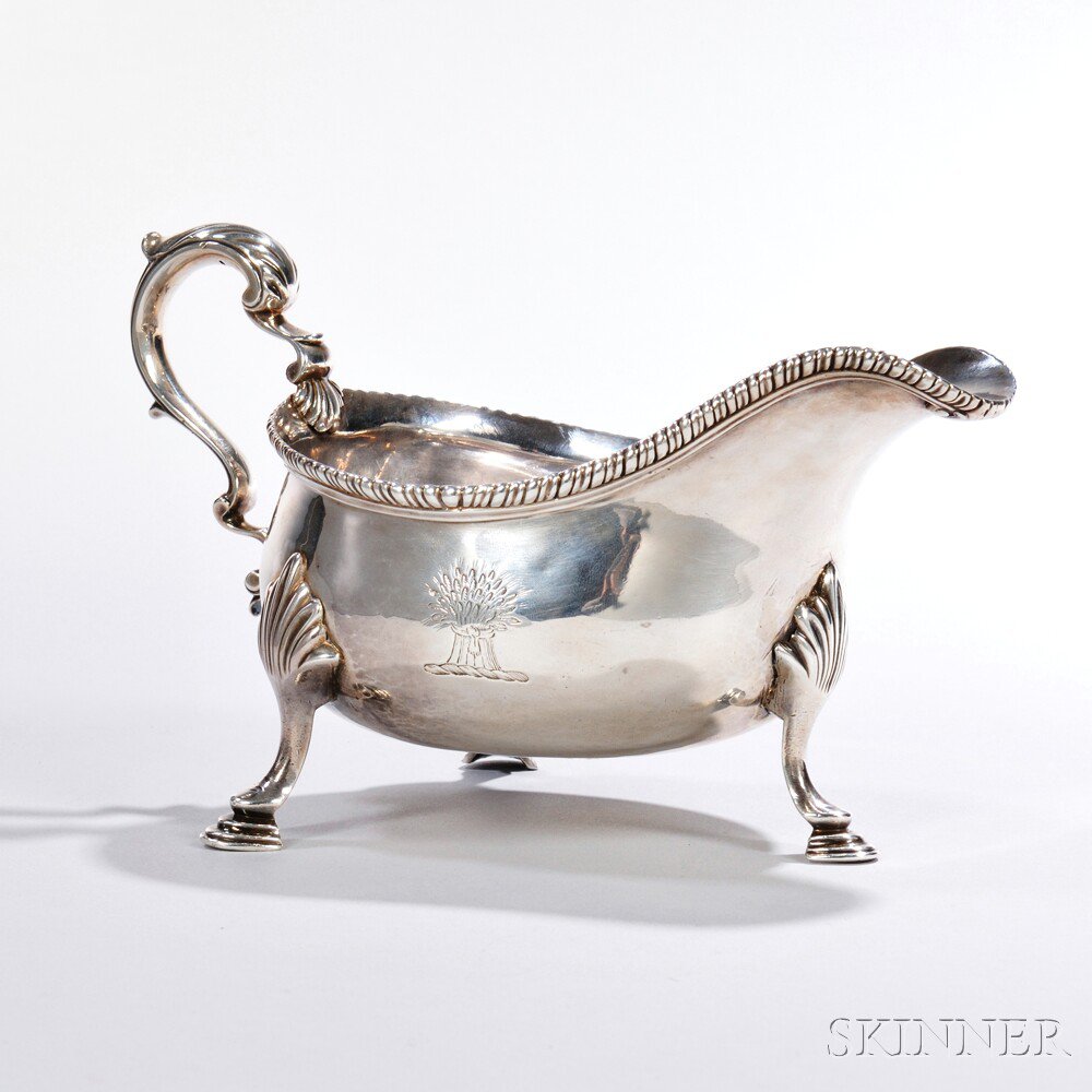 Appraisal: George III Sterling Silver Sauceboat London - maker's mark WF