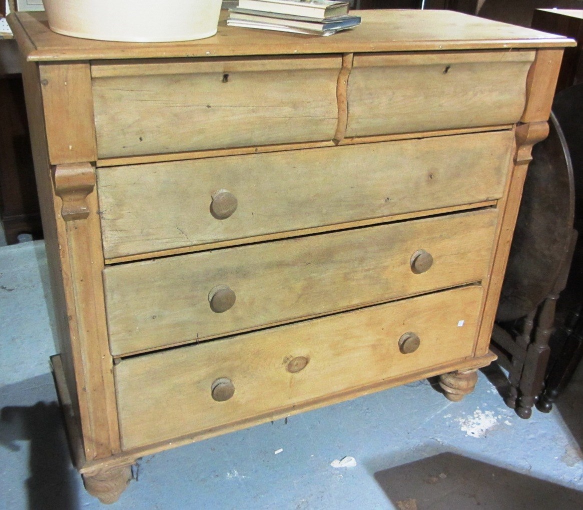 Appraisal: A th century pine chest of two short and three