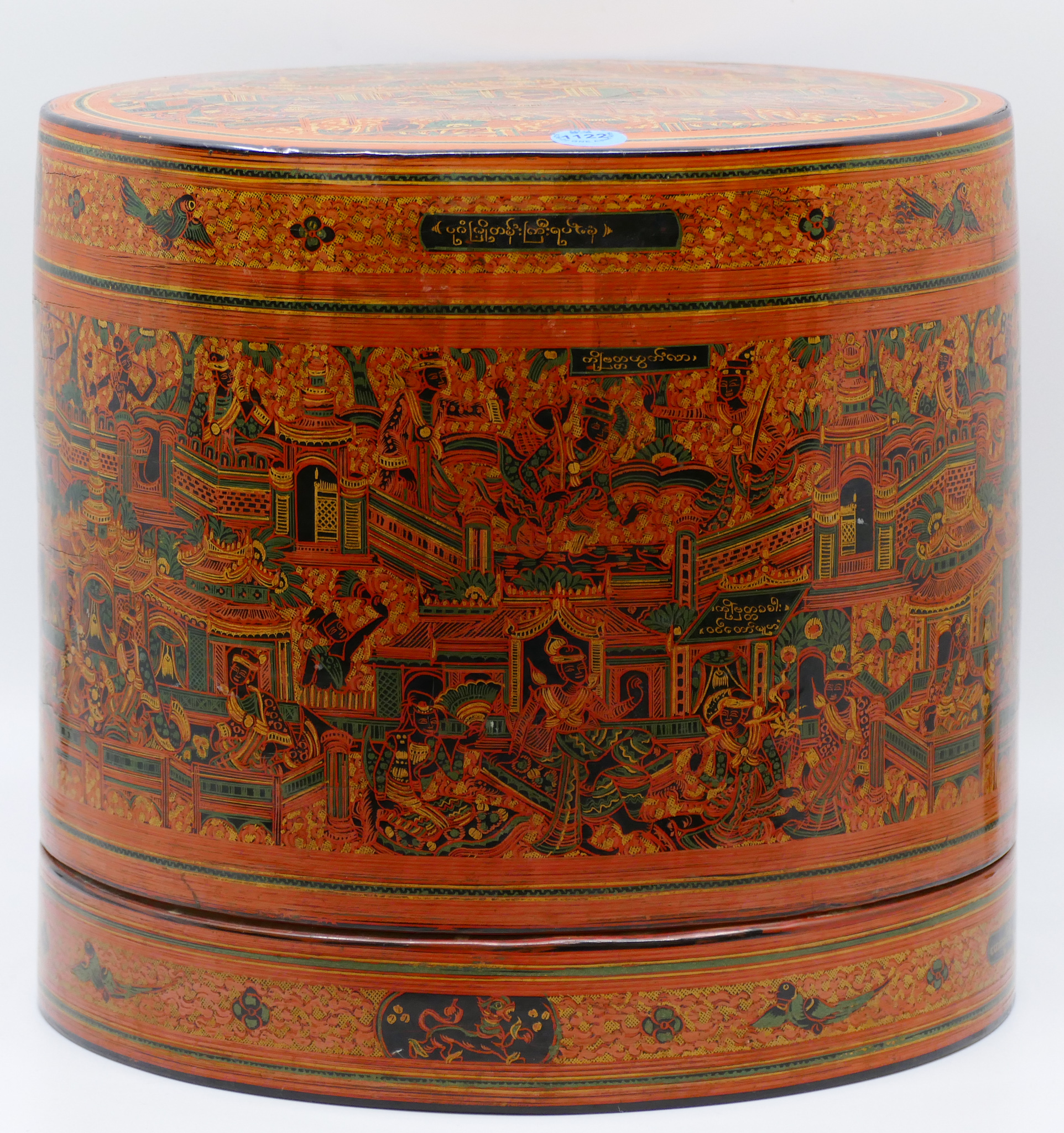 Appraisal: Old Burmese Lacquered Food Box ''x ''