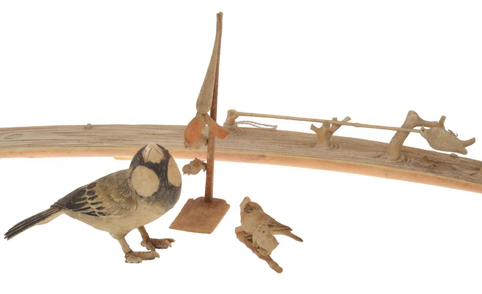 Appraisal: COLLECTION OF JAPANESE IVORY BIRD CARVINGS ALL FAULTS