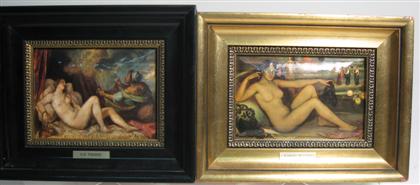 Appraisal: Two decopage framed images of beauties th century x in