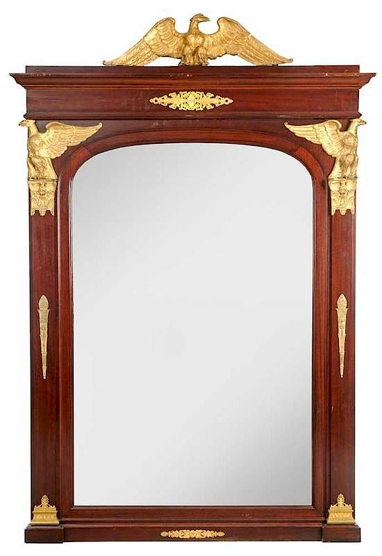 Appraisal: Monumental Napoleon III Mahogany Mirror French late th century crested