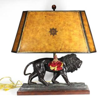 Appraisal: Georgian style patinated mixed metal figural table lamp Georgian style