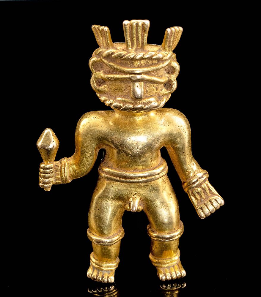 Appraisal: th C Colombian Sinu Gold Shaman Pendant Pre-Columbian Northern Colombia