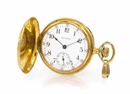 Appraisal: A Karat Yellow Gold Hunter Case Pocket Watch Waltham mm