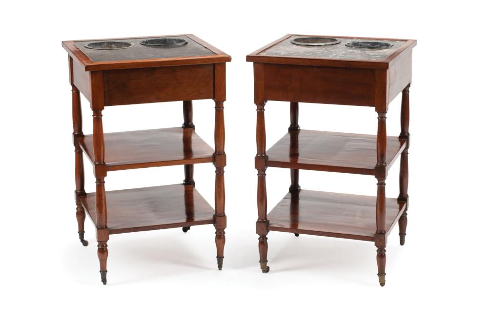 Appraisal: Pair of Directoire Mahogany Rafraichissoirs early th c inset gray