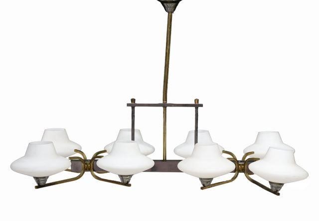 Appraisal: Mid-century modern eight-light chandelier c s brass standard over metal