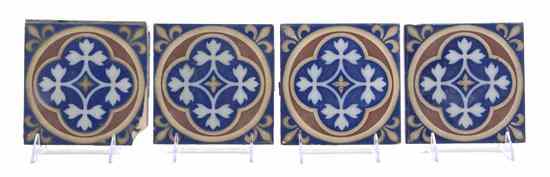 Appraisal: A Set of Four Minton Ceramic Tiles having stylized floral