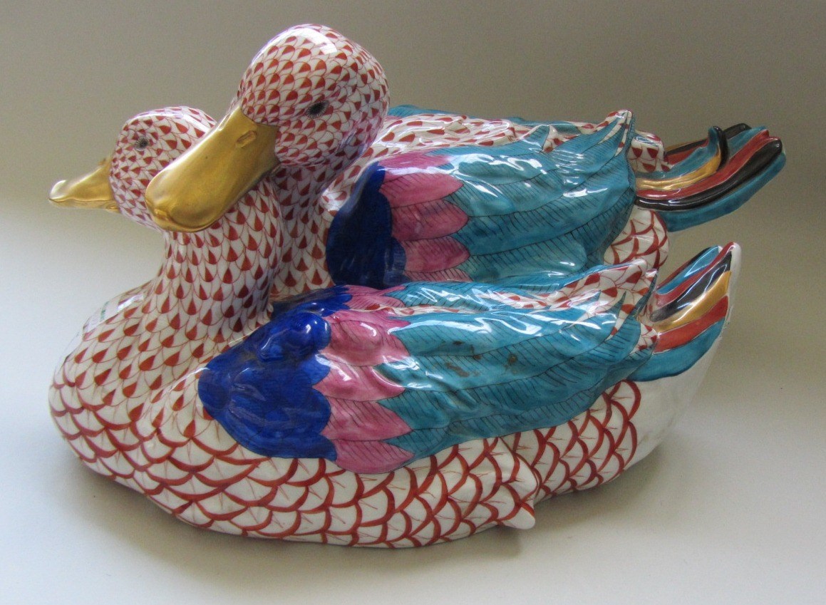 Appraisal: A Herend porcelain duck group late th Century decorated in