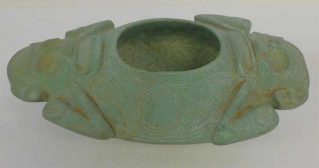 Appraisal: TAINO LARGE CEREMONIAL COHOBA BOWL USED FORcommunal consumption Two anthropic