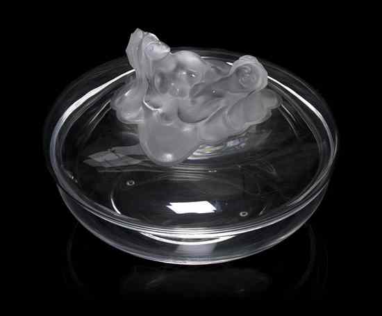 Appraisal: A Lalique Molded and Frosted Glass Covered Bowl Ophelie of