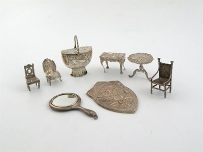 Appraisal: Decorative miniatures or toys three various chairs two tables a