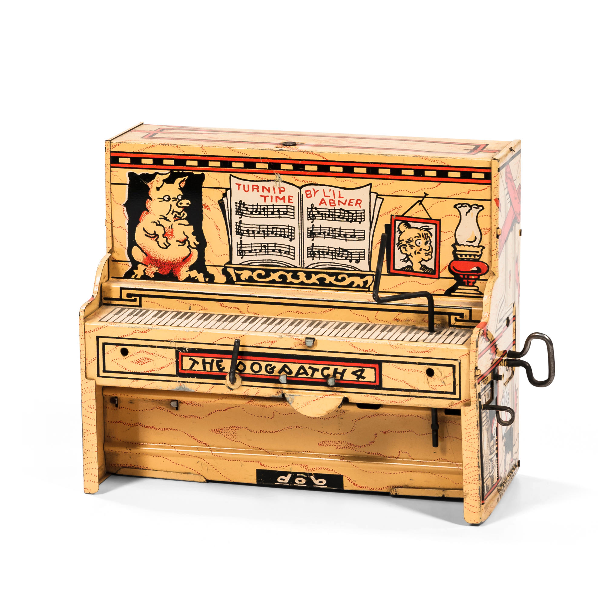 Appraisal: UNIQUE ART MANUFACTURING CO CHROMOLITHOGRAPH TIN PIANO PLAYER TOY decorated