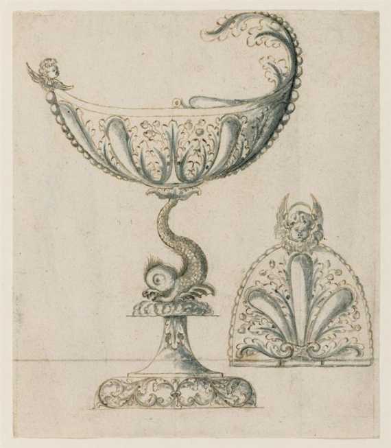 Appraisal: GERMAN TH CENTURY Sketch for a silver footed bowl Brown