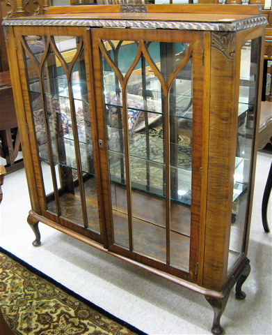 Appraisal: QUEEN ANNE STYLE MAHOGANY CHINA CABINET English first half of