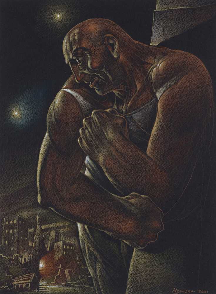 Appraisal: PETER HOWSON O B E SCOTTISH - FIGHT CITY Signed