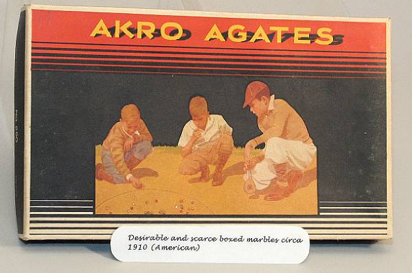 Appraisal: Akro-Agate boxed Marble assortment Scarce marble box measuring x from