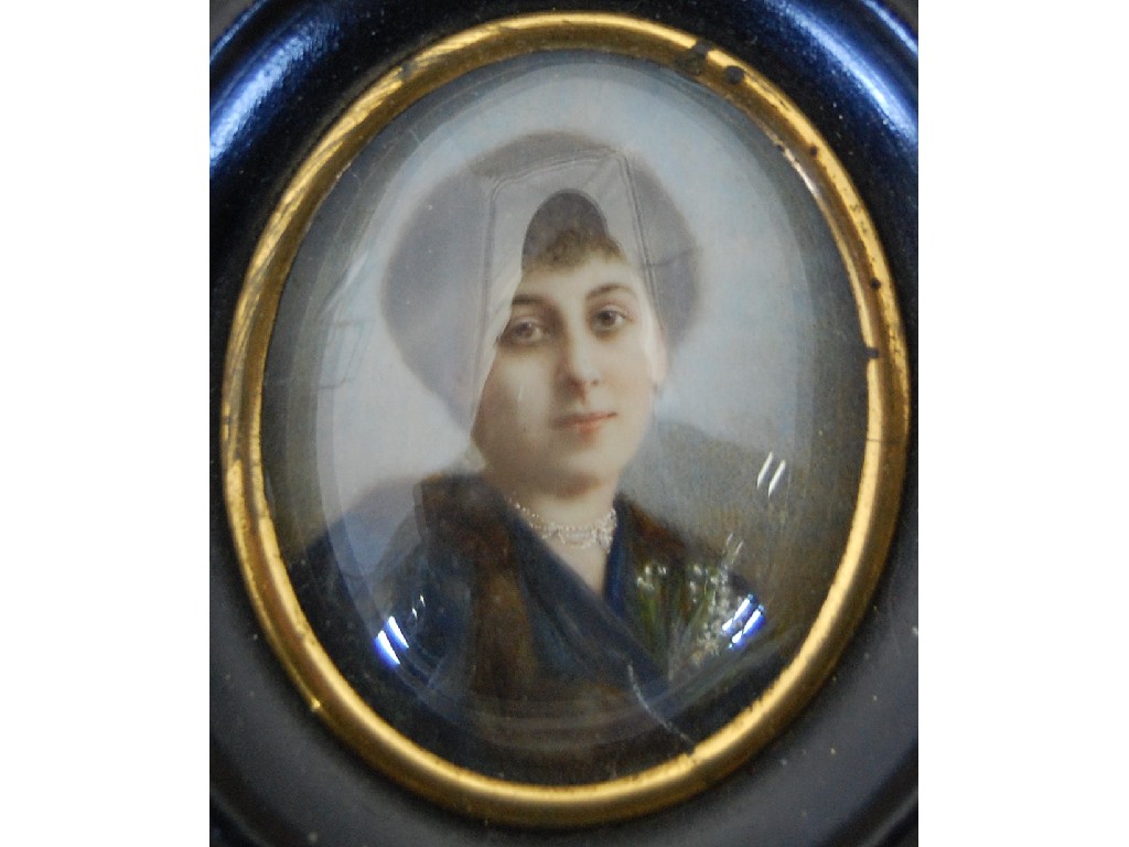 Appraisal: A late th century Continental oval portrait miniature of a