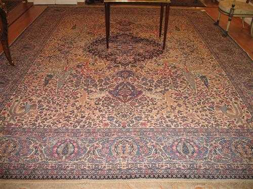 Appraisal: KIRMAN old Beige central field with pink central medallion the