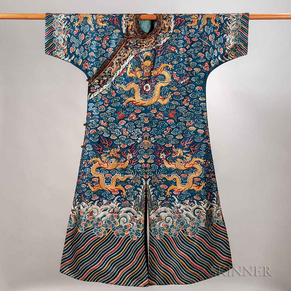 Appraisal: Embroidered Semiformal Robe Embroidered Semiformal Robe China late th century