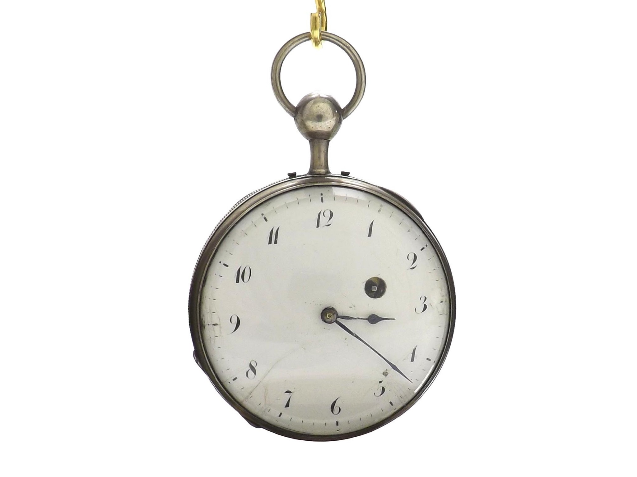 Appraisal: Continental silver quarter repeating verge pocket watch unsigned gilt frosted