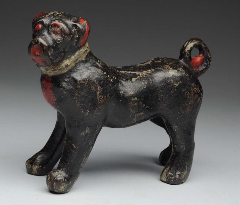 Appraisal: Cast Iron Pug Dog Doorstop Very early casting Full-figure standing