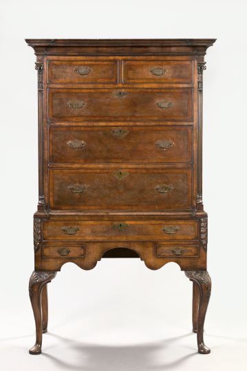 Appraisal: George III-Style Mahogany Highboy the molded cornice above a case