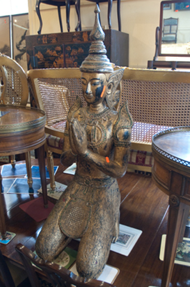 Appraisal: LARGE WOOD CARVED AND GILDED THAI ANGEL