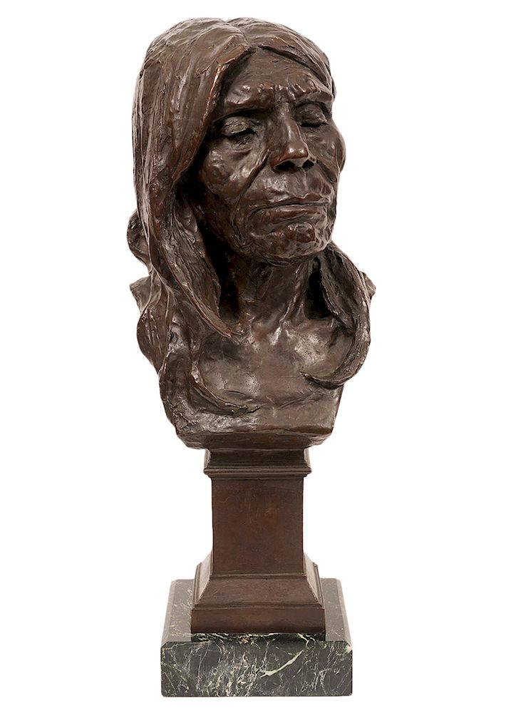 Appraisal: Large Bronze Native American Bust Native American large bronze bust