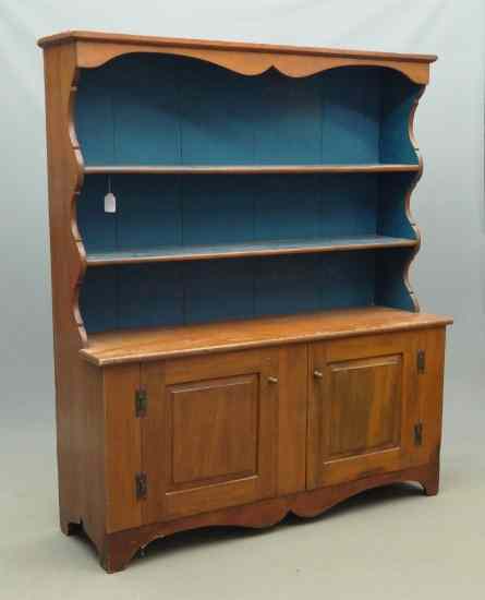 Appraisal: Open top pine pewter cupboard with two base doors ''